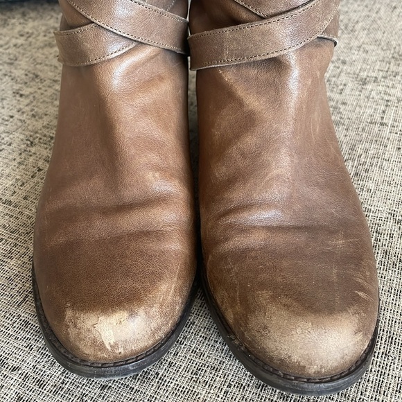 Stuart Weitzman Ranch Dressing Moto Brown Leather Booties Size 9.5 - Picture 6 of 16